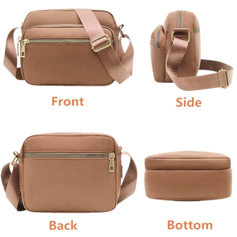 DIHKLCIO Nylon Crossbody Bags for Women Purses and Handbags Women's Casual Messenger Bags Waterproof Black Crossbody Purse (khaki) - Image 2